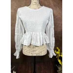 Faithfull The Brand Savita Linen Open Back Top - White - size 4